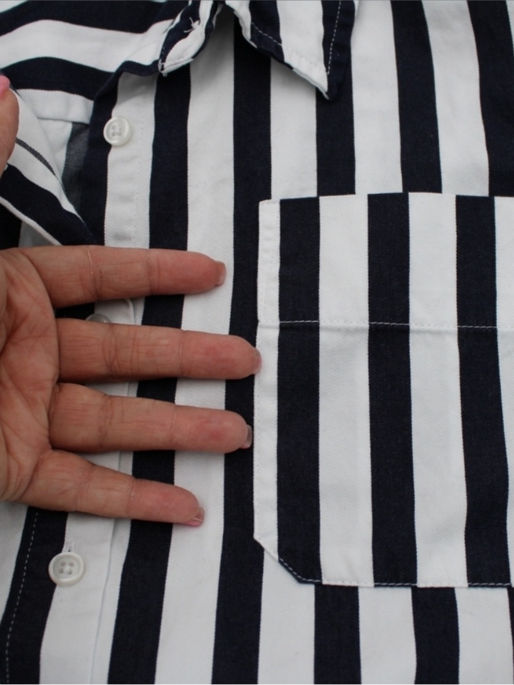 A New Day • Navy & White Striped Shirt Dress - Picture 7 of 9